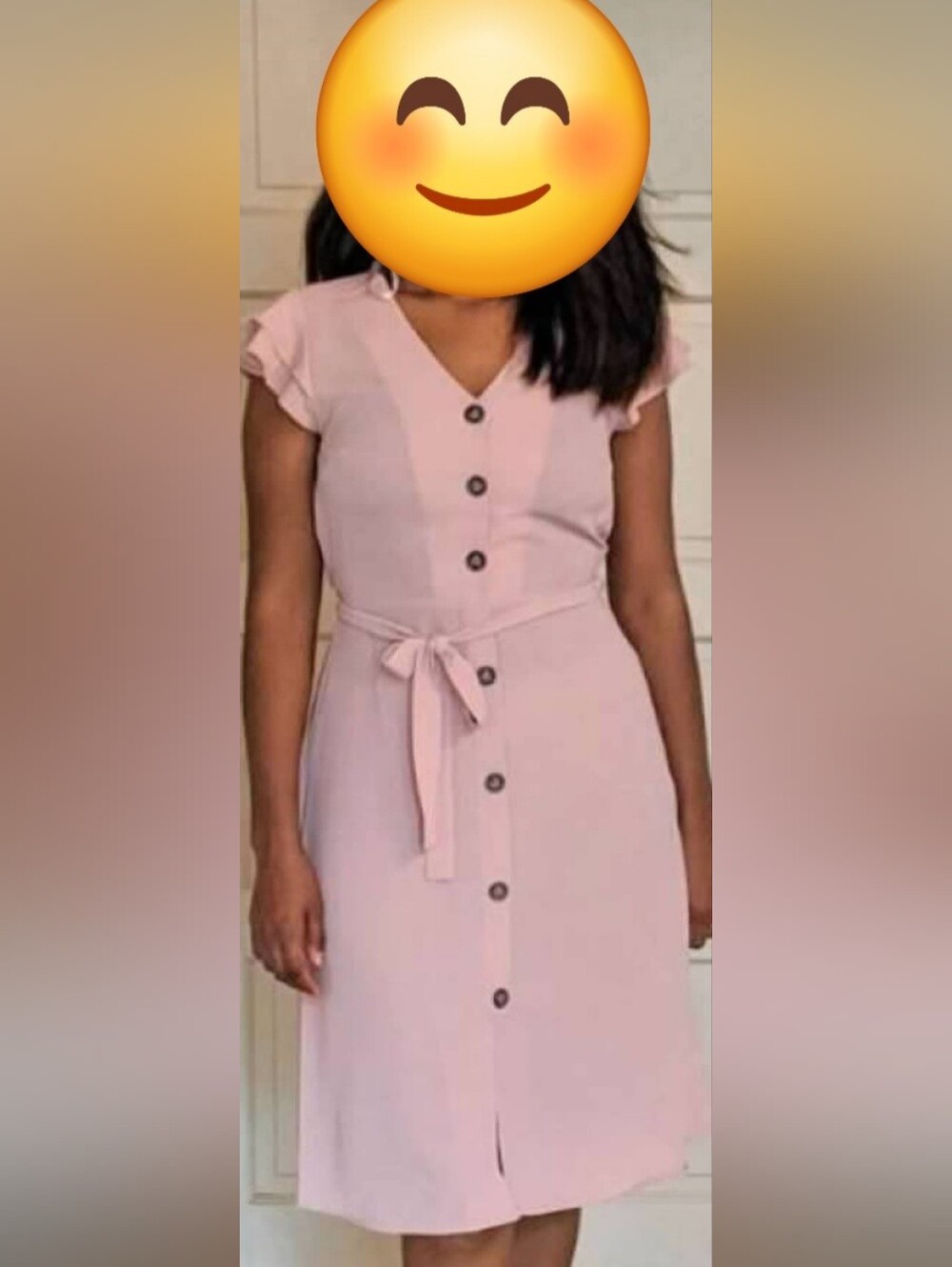 Monteau Blush Pink Button-Front Midi Skirt with Tie
